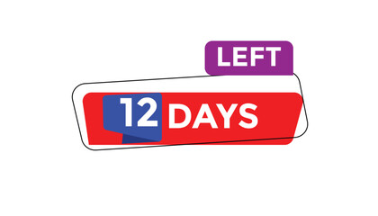 12 days left Countdown number banner templates. time icon. Vector Illustration 
