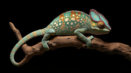 Fototapeta premium It uses its skin to change color and blend in with its surroundings, creating a mesmerizing display of nature's colors. --ar 16:9 --v 6.1 Job ID: cfe3ea7f-ecf4-4db3-bea7-de21aa1d8fa2