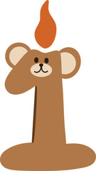 Cartoon Bear Candle Number One