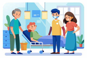 Visit of visitors to the patient to the hospital. Parents with s
