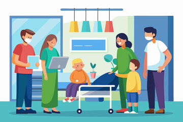 Visit of visitors to the patient to the hospital. Parents with s
