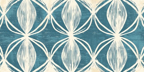 Fototapeta premium Textured Wallpaper Pattern in Organic Geometric Style with Random Pantone Colors and White Lines Reminiscent of Japanese Bohemian Nordic Boho Woodblock Prints