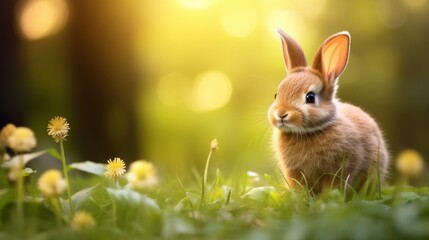 Obraz premium cute animal pet rabbit or bunny smiling and laughing isolated with copy space for easter background, rabbit, animal, pet, cute, fur, ear, mammal, background, celebration, generate by AI