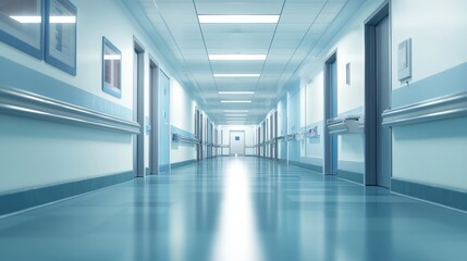 Fototapeta premium View down hospital corridor