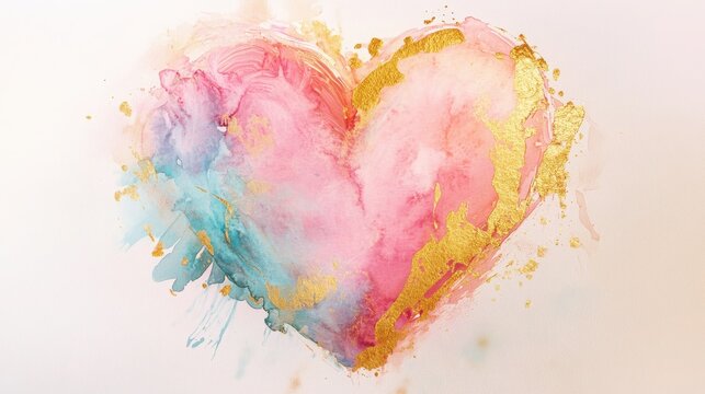 Beautiful Heart Formed with Flowing Watercolor Brushstrokes
