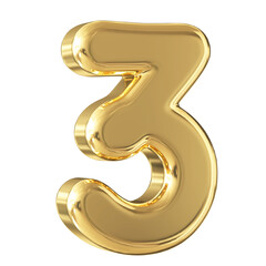 Gold 3D Number 3
