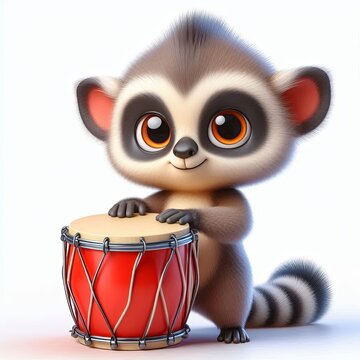 Cute Zesty zorilla with a drum 3d Generative aI
