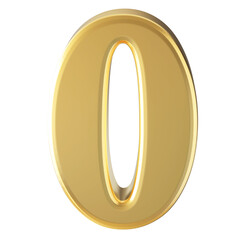 Gold 3D Number 0