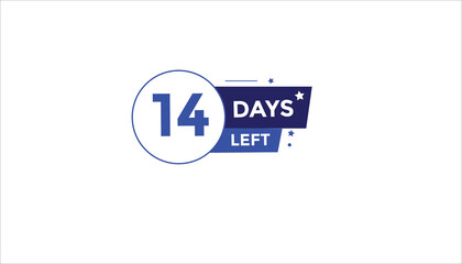 14 days left Countdown number banner templates. time icon. Vector Illustration 