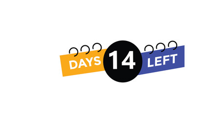 14 days left Countdown number banner templates. time icon. Vector Illustration 