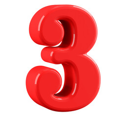 Red 3D Number 3