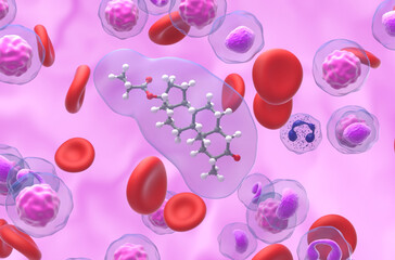Anabolic-steroid (Drostanolone-propionate) - closeup view 3d illustration