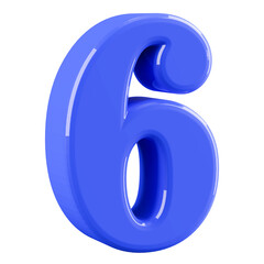 Blue 3D Number 6
