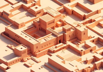3D Illustration of an Ancient City