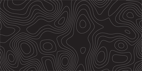 Abstract white on black background Topographic line map pattern. Contour elevation topographic and textured Background Modern design with black background with topographic wavy patted.	
