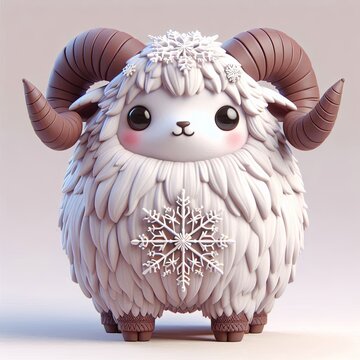 Cute Unique urial with a snowflake 3d Generative aI
