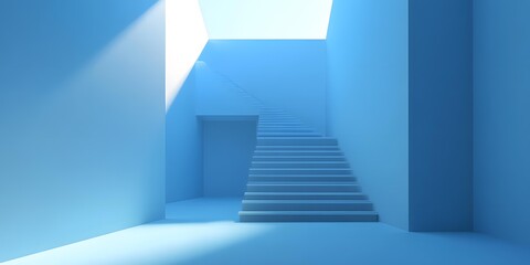 Fototapeta premium Blue Minimalist Staircase Interior Design
