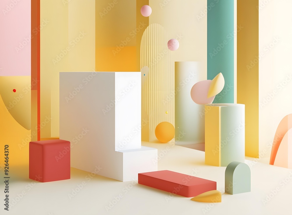 Wall mural abstract 3d geometric shapes illustration