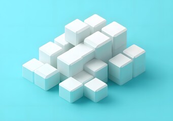 Obraz premium White Geometric Shapes on a Blue Background