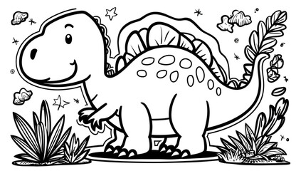 Fototapeta premium Coloring page, cute dinosaur