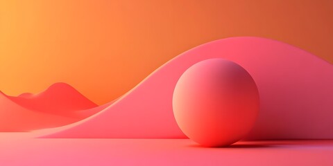 Abstract Pink and Orange 3D Shapes