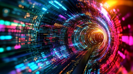 Obraz premium How about: A vibrant abstract background featuring dynamic lights and swirling patterns in shades of blue, with a futuristic, digital feel