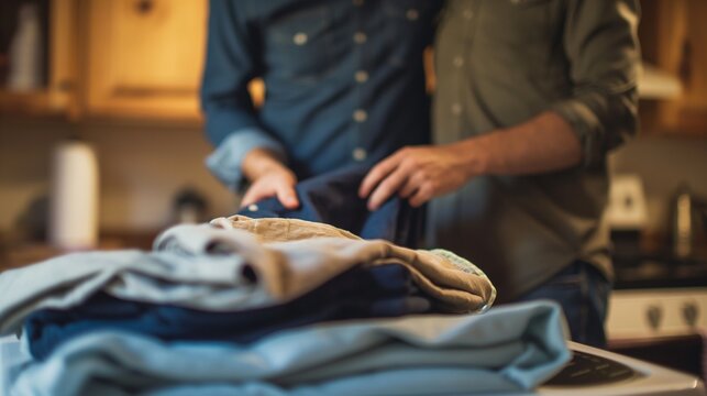 A couple organizing closets, donating unused items - Powered by Adobe