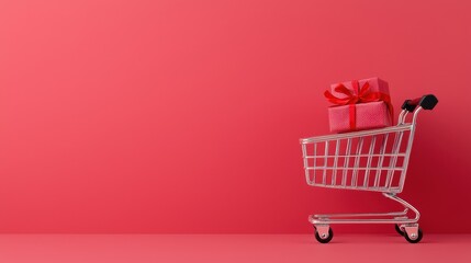 Black Friday Holiday Bargains Galore - Festive Shopping Cart Delights with Copy Space