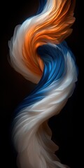 Fototapeta premium Abstract swirl of feathers in blue and orange