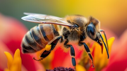 Fototapeta premium bee collecting nectar from a flower