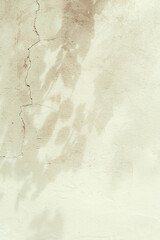 Abstract tree leaves shadows on brown concrete wall texture with roughness and irregularities. Abstract nature concept background. Copy space for text overlay