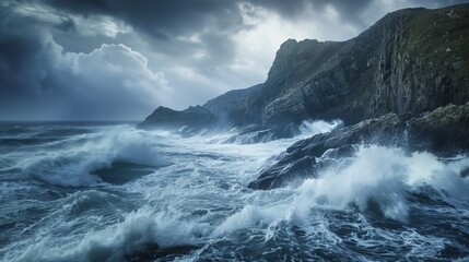 Obraz premium dramatic seascape with waves crashing