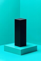 Abstract Minimalist Black and Turquoise Cube Background