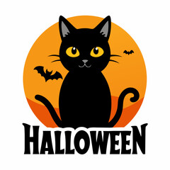 HALLOWEEN black cat, pumpkin t shirt design