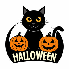 HALLOWEEN black cat, pumpkin t shirt design