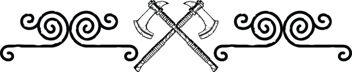 Seamless Celtic Spiral Line and Crossed Axes Border