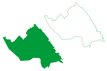 Amargosa municipality (Bahia state, Municipalities of Brazil, Federative Republic of Brazil) map vector illustration, scribble sketch Amargosa map