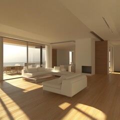 Modern Living Room Interior Design with Ocean View