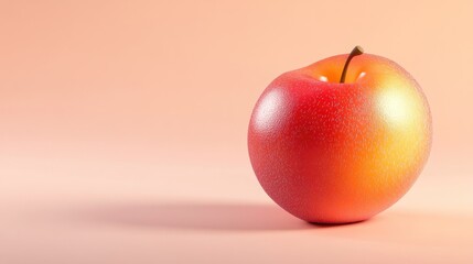 A 3D cartoon nectarine with a red and orange gradient, centered on a soft peach background.