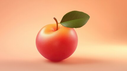 A 3D cartoon nectarine with a red and orange gradient, centered on a soft peach background.
