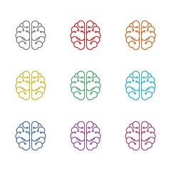 Artificial intelligence brain color icon isolated on white background. Set icons colorful