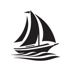 simple and clean sailboat logo design, icon, silhouette