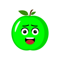 green apple icon emoji vector illustration. Illustration apple isolated on white backgrounds