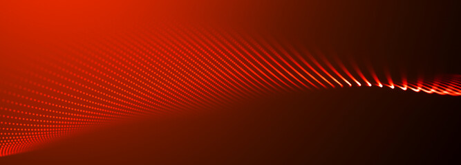 Fototapeta premium Abstract digital particle wave. Technology background. Futuristic dot wave. Network connection structure. Presentation design background. Technology or science banner. 3d rendering.