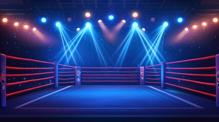 Mma ring neon glowing futuristic style
