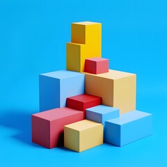 Abstract Colorful Geometric Shapes 3D Rendering