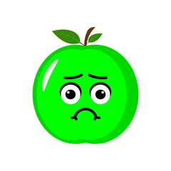 green apple icon emoji vector illustration. Illustration apple isolated on white backgrounds