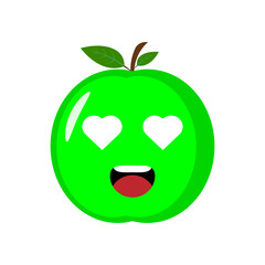 green apple icon emoji vector illustration. Illustration apple isolated on white backgrounds