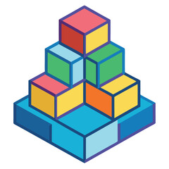 Obraz premium Stacked Building Blocks Vector Design Illustration