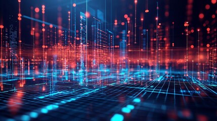 Fototapeta premium Business intelligence analysis, holographic data and insights, 3D illustration